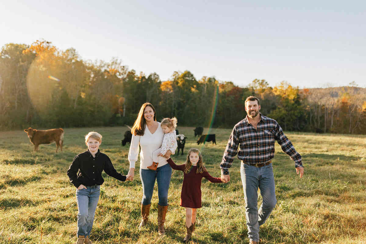 Beebe family with children in a field